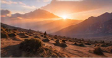 Lever de soleil sur un paysage de montagnes